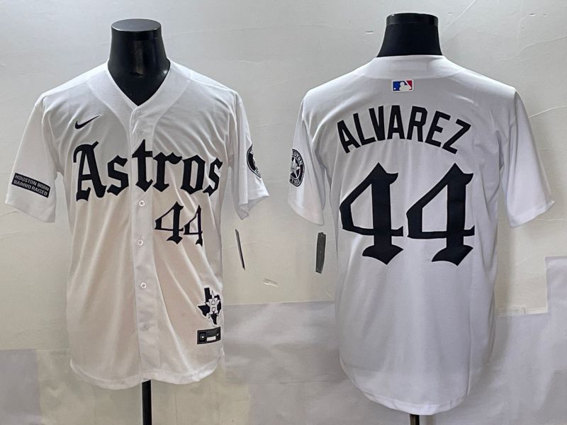 Men 2025 Houston Astros 44 Alvarez White Five generations Joint Name Nike MLB Jersey style 7
